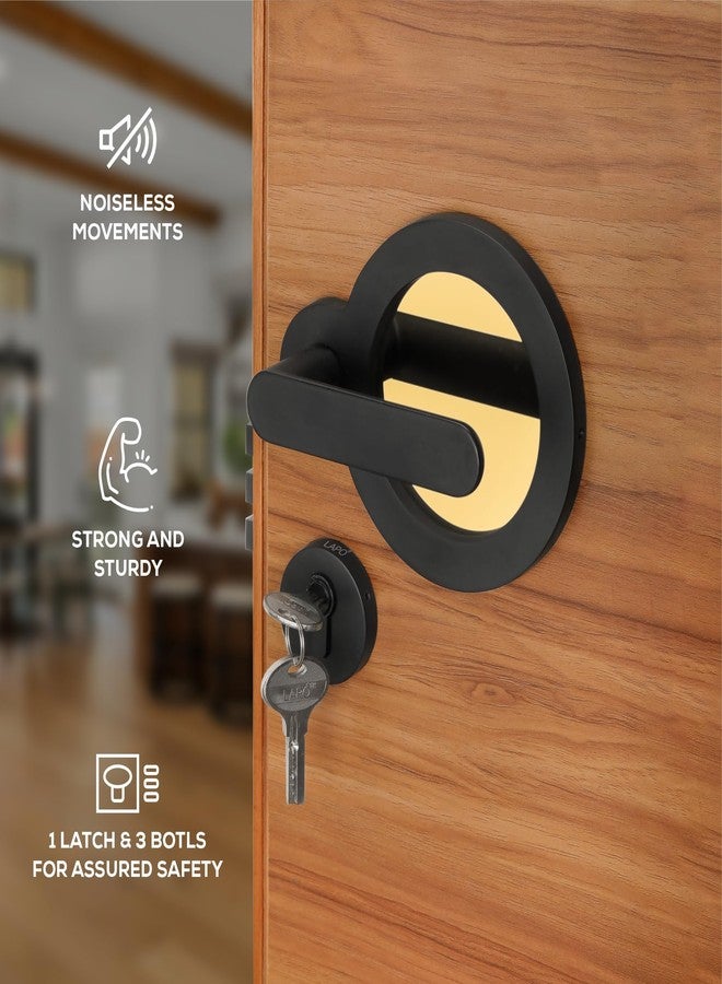 LAPO Heavy Duty Door Lock for Main Door and Bedroom Door - Mortise Door Lock Handlesets Lock Body and Cylinder with 3 Key for Home,Office,Hotel| Black-Gold Finish | 3 Years Warranty Ro-177 - Image 3